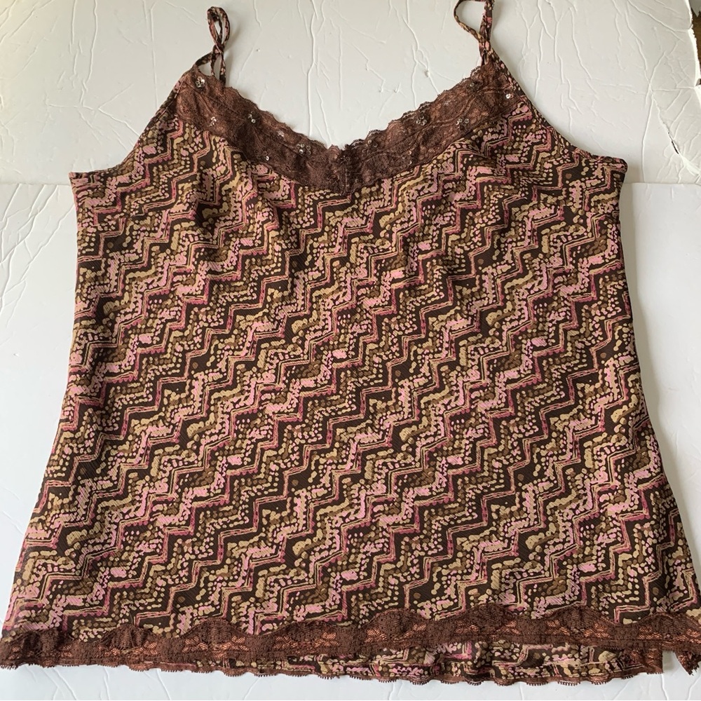 George Plus 2X Brown Lace Camisole Y2K Boho